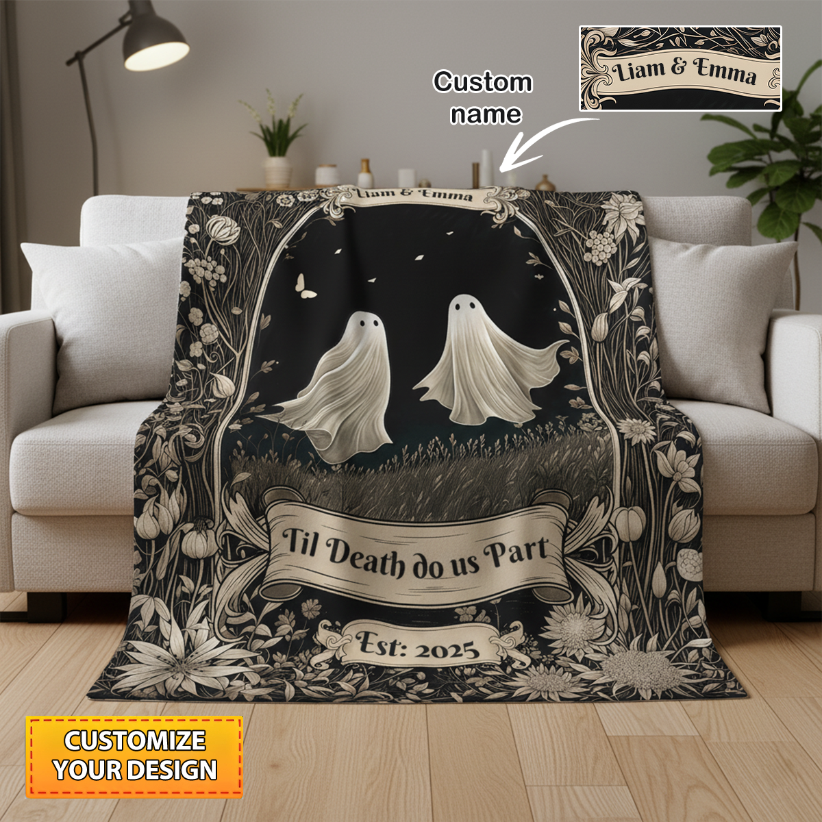 Until Death Do Us Part-Personalized Couples Blanket