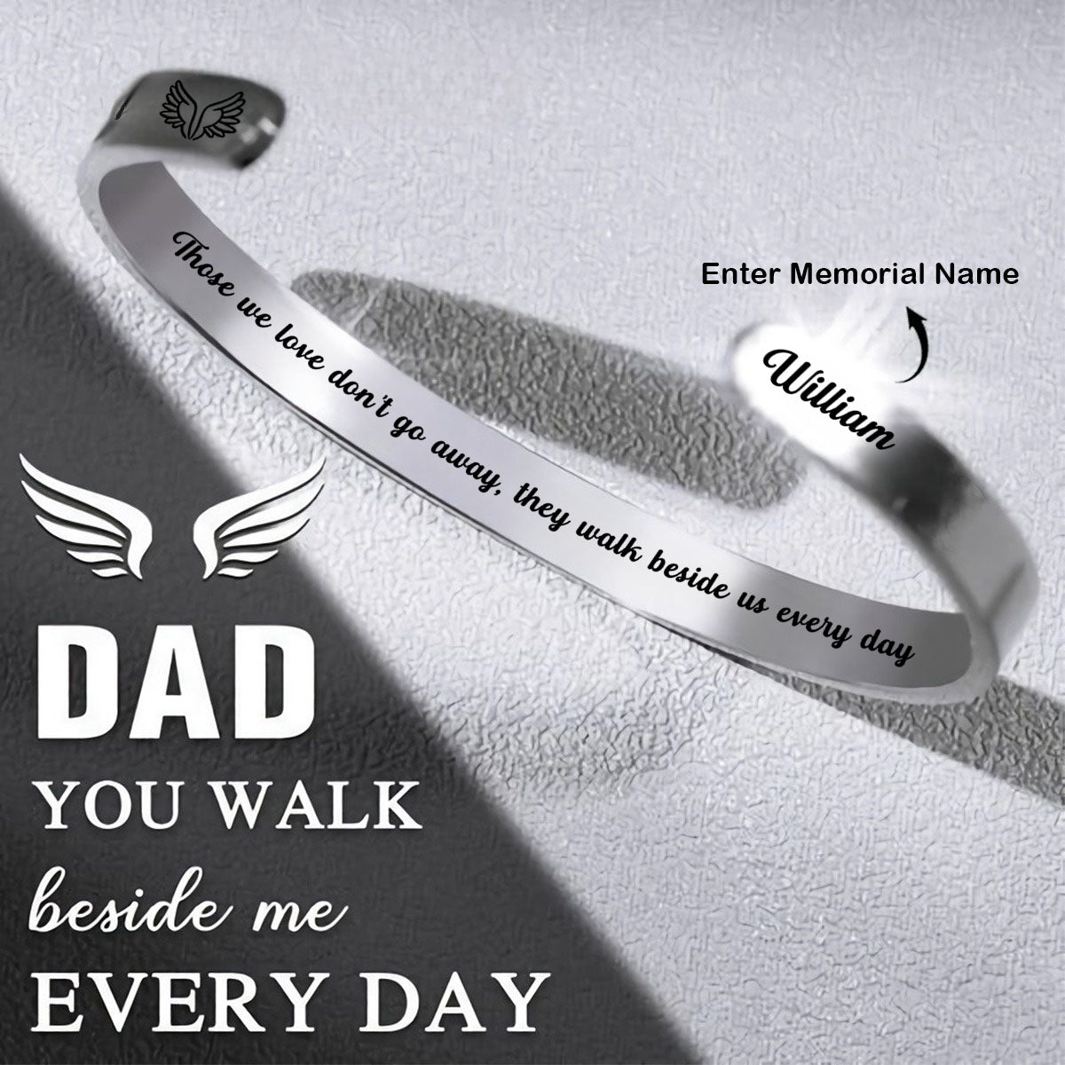 With Me Always - Memorial Personalized Custom Bangle Bracelet Cuffs