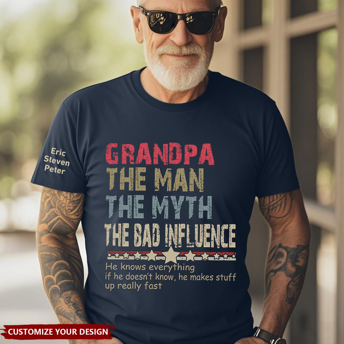 Personalized Dad Papa Grandpa T-Shirt, Custom Papa Legend Influence T-Shirt