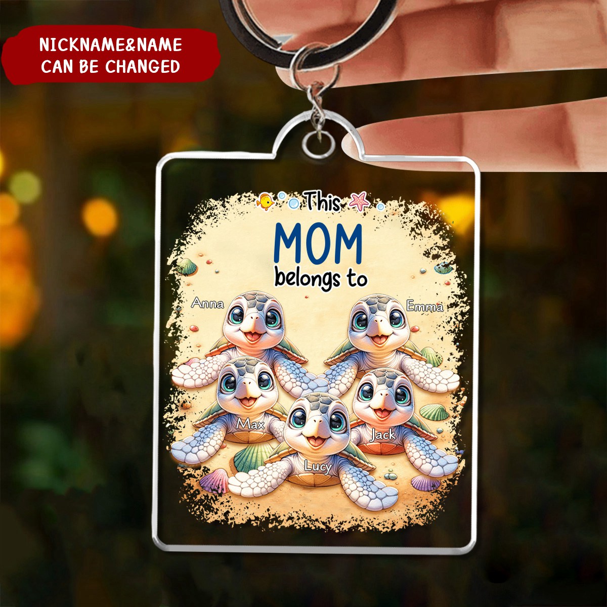 This Grandma Belongs To Cute Turtles Personalized Keychain