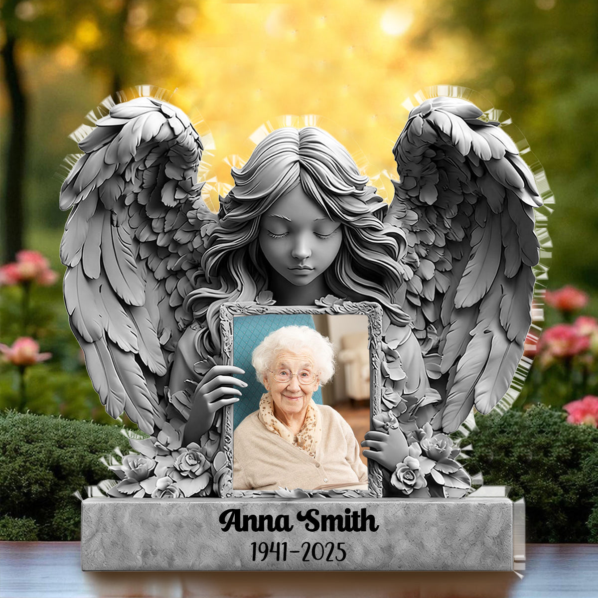 Angel Wings-Personalized Acrylic Memorial Plaque, Sympathy Gift