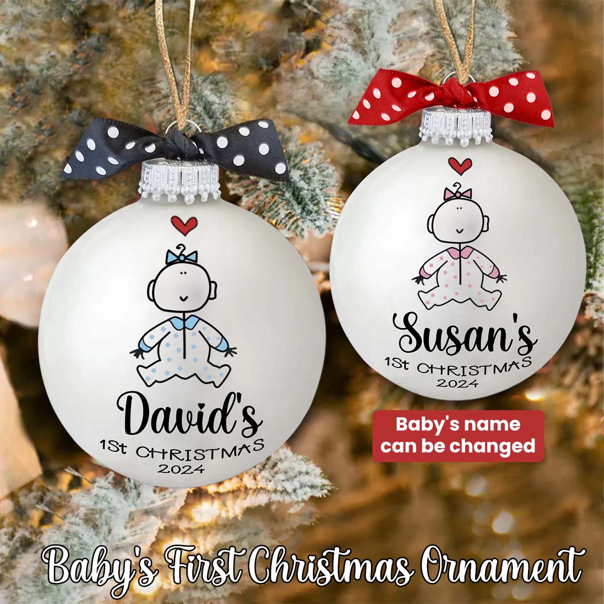 Personalized Baby's First Christmas Ball Ornament