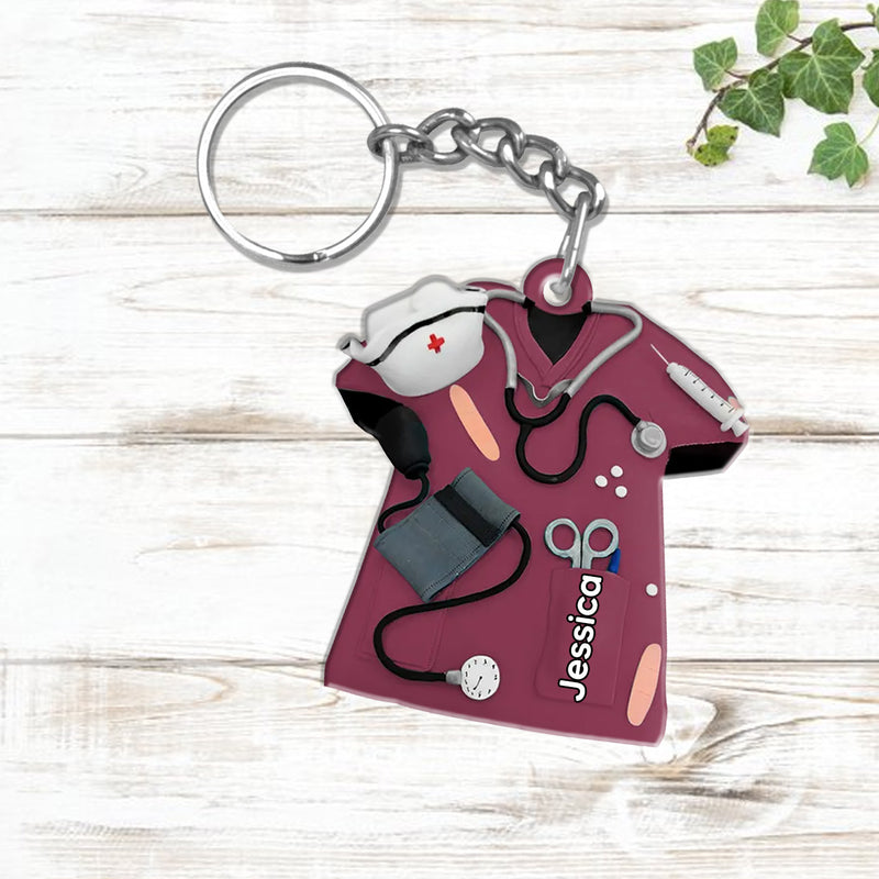 Personalized Nurse Scrubs Gift For Nurse Acrylic Keychain