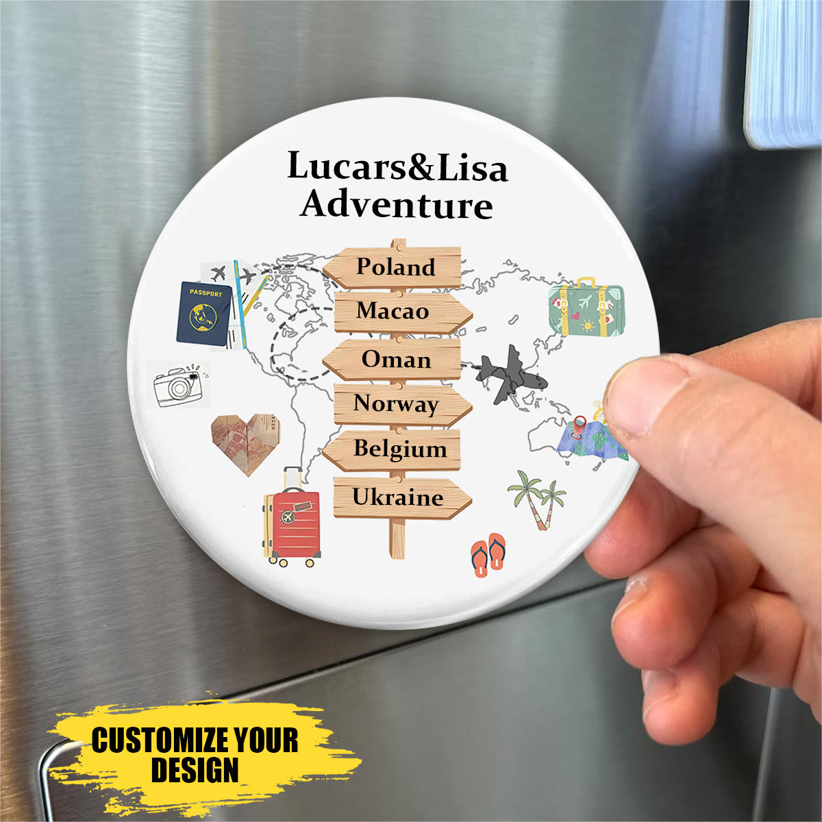 Travel Adventure Memorial-Personalized Location Fridge Magnet