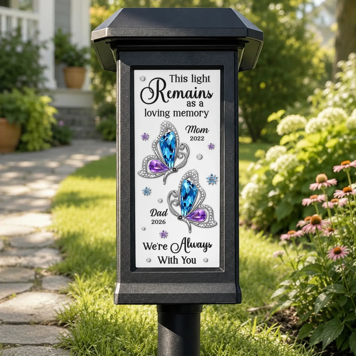 Personalized Memorial Sympathy Gifts For Loss Of Mom, Dad-Custom Photo Solar Garden Light