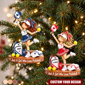 Personalized Pickleball Girl Christmas Ornament, Pickleball Lover Gift For Her