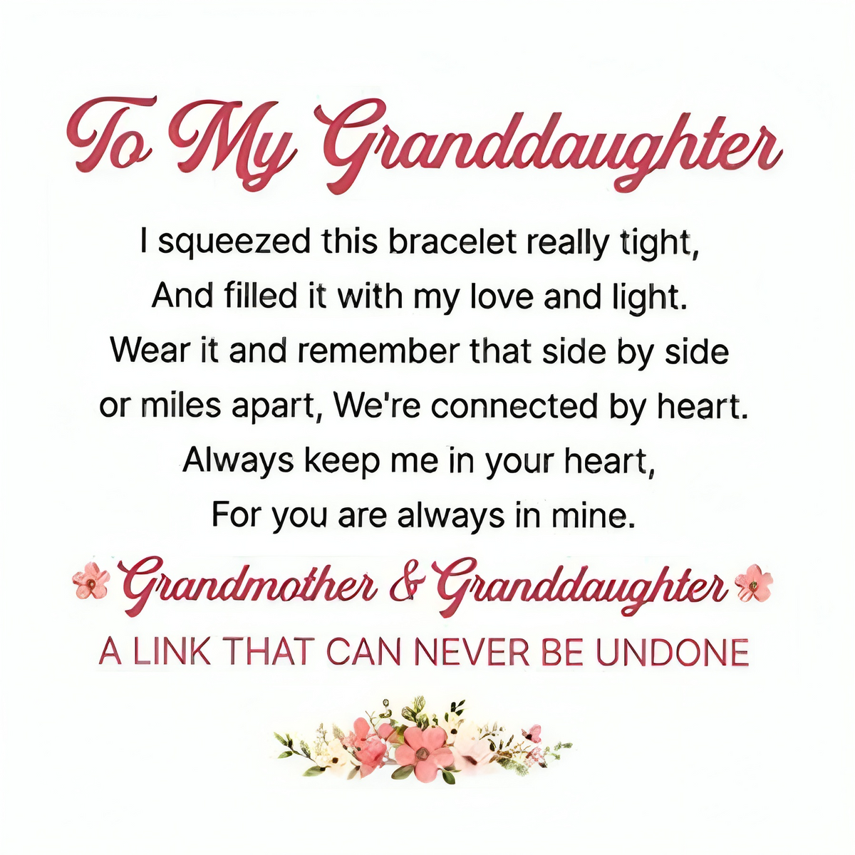 Grandmother & Granddaughter “A Link That Can Never Be Undone” Peach Blossom Knot Bracelet