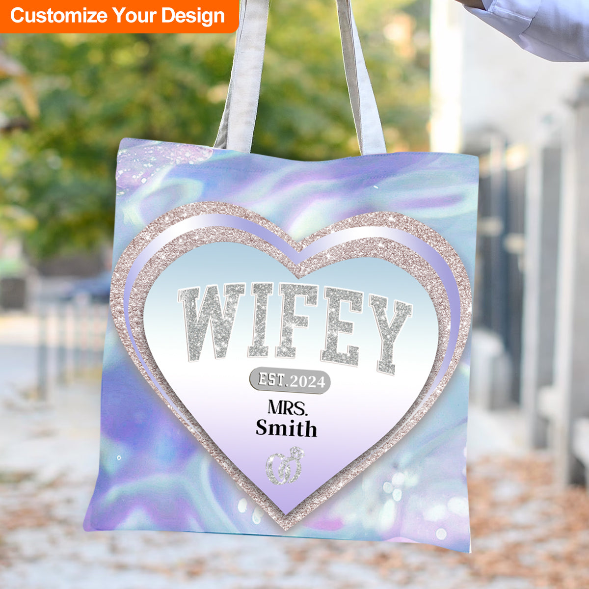 Gift for Her,Wifey Est Heart- Couple Personalized Tote Bag