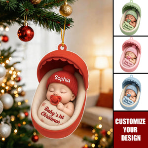 Custom Sleeping Baby's First Christmas- Personalized Newborn Gift for Boys & Girls