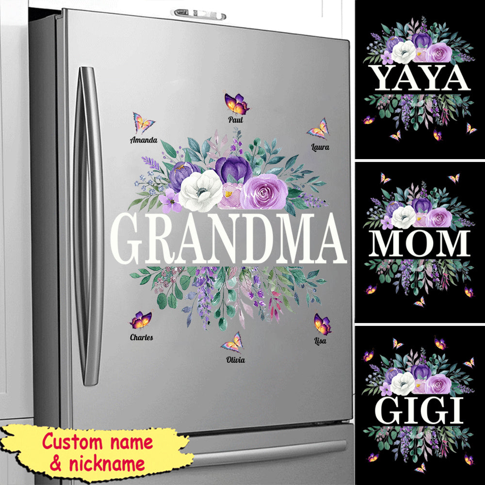 Wildflowers Butterflies Nana And Grandkids Custom Sticker