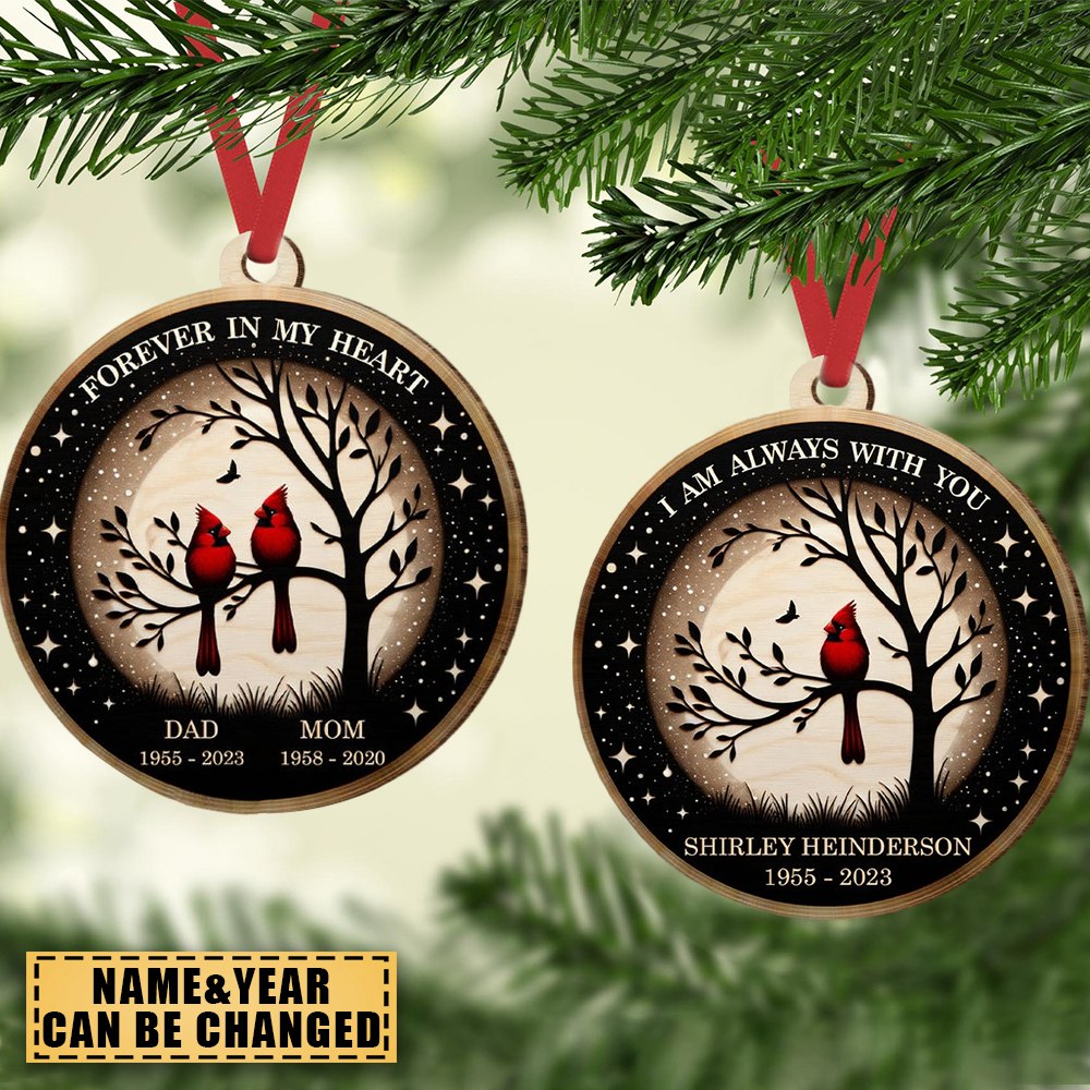 Forever In My Heart Memorial Cardinal Personalized Acrylic Ornament