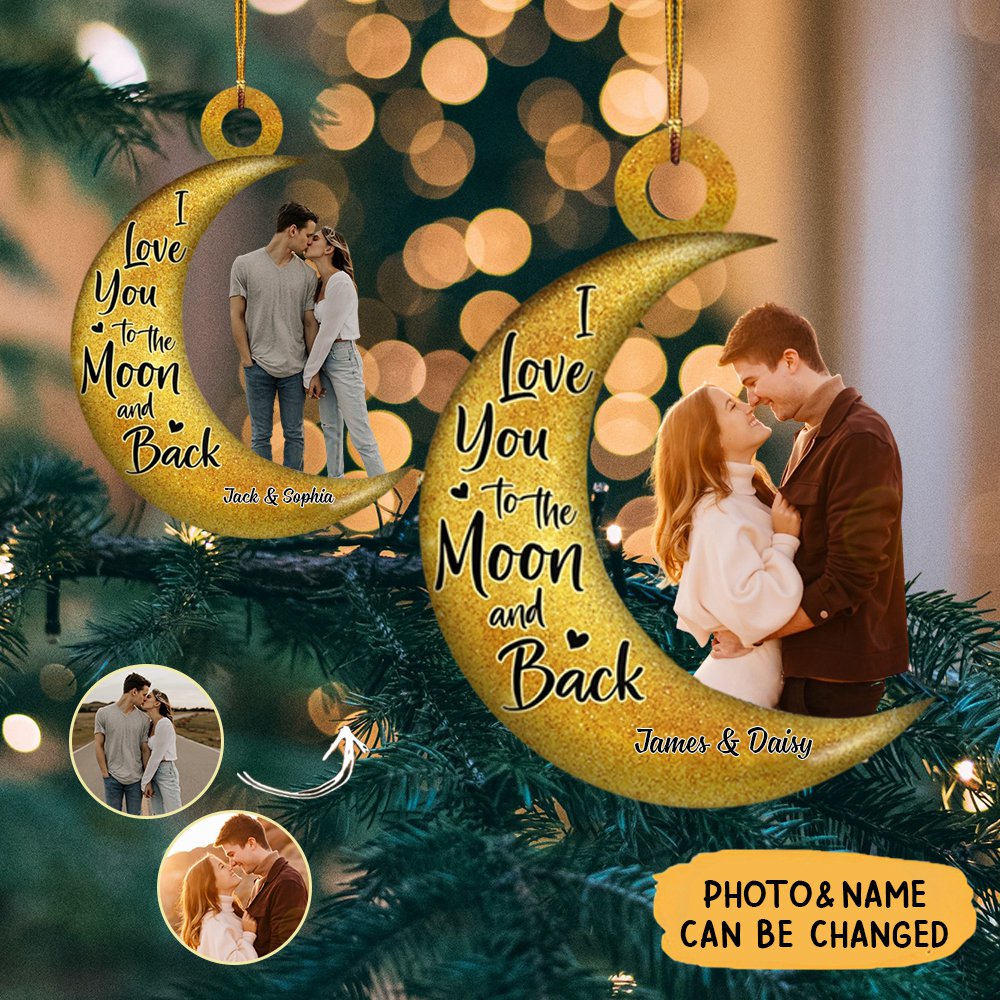 I Love You To The Moon And Back Personalized custom Photo Acrylic Ornament