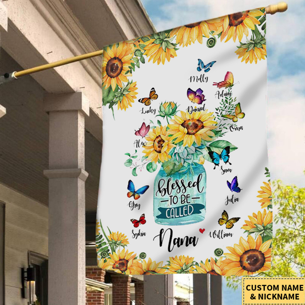 Personalized Blessed To Be Called Nana Flower Flag