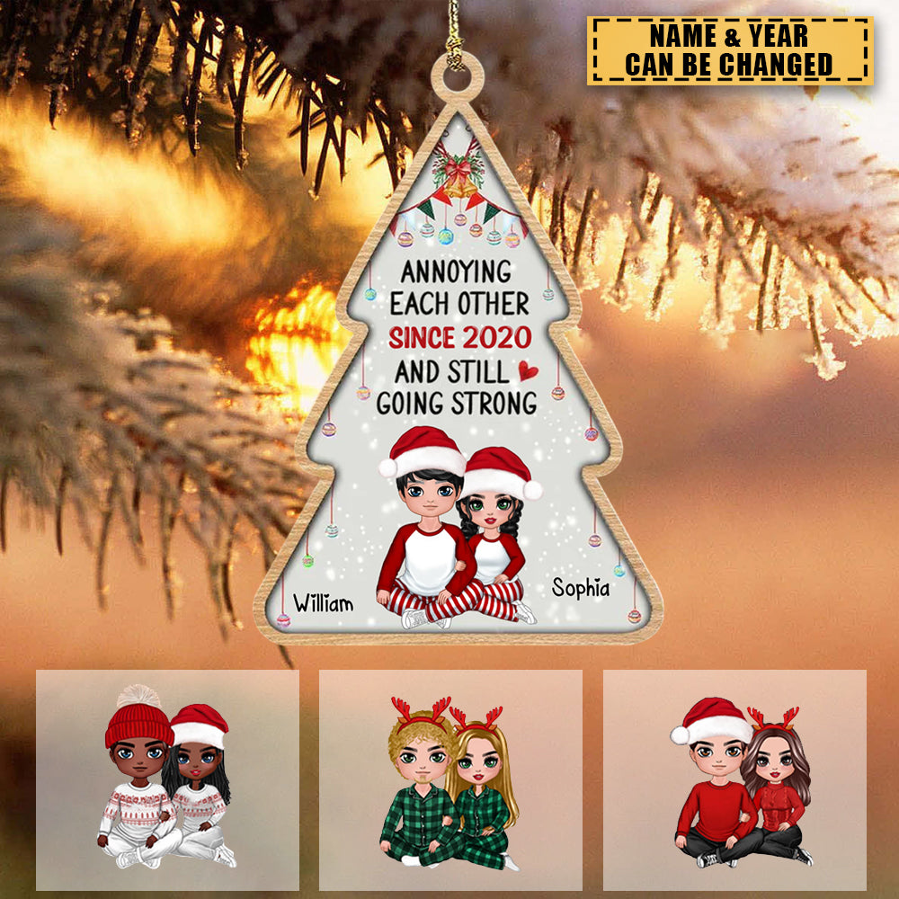 Annoying Each Other Couple Christmas Tree Shape Personalized Acrylic Ornament