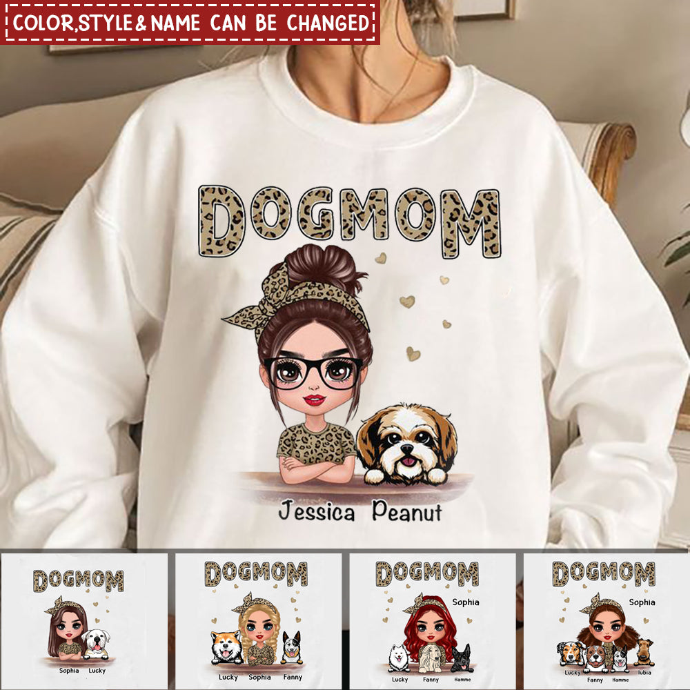 Leopard Shirt Doll Dog Mom Personalized Sweatshirt