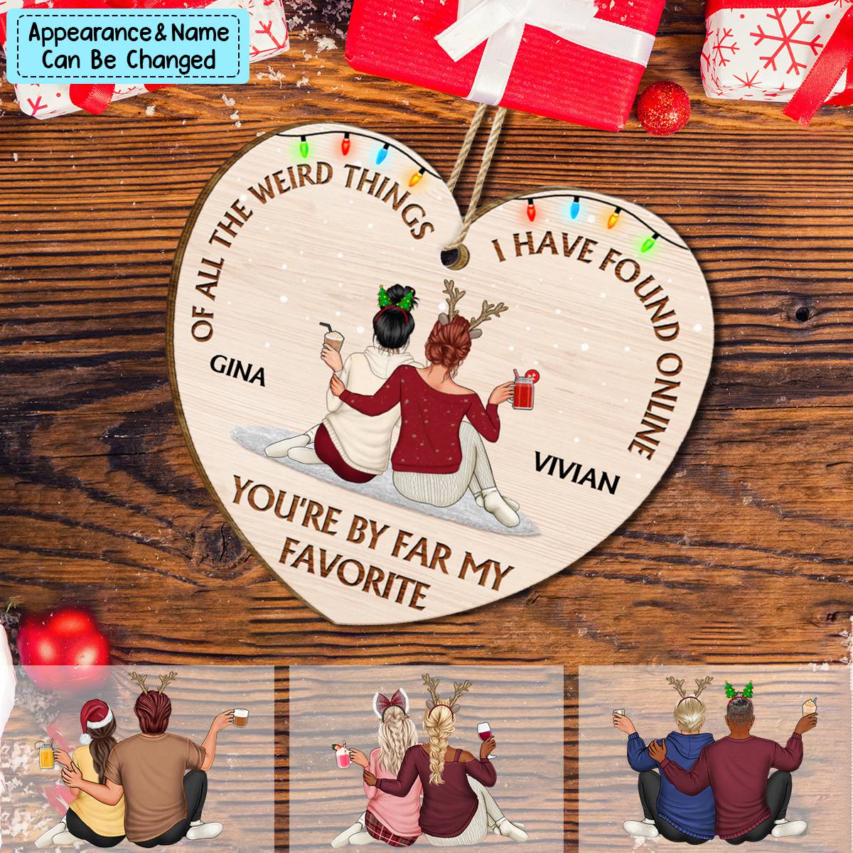 Of All The Weird Things - Christmas Gift For Couples, Husband, Wife - Personalized Custom Shaped Wooden Ornament