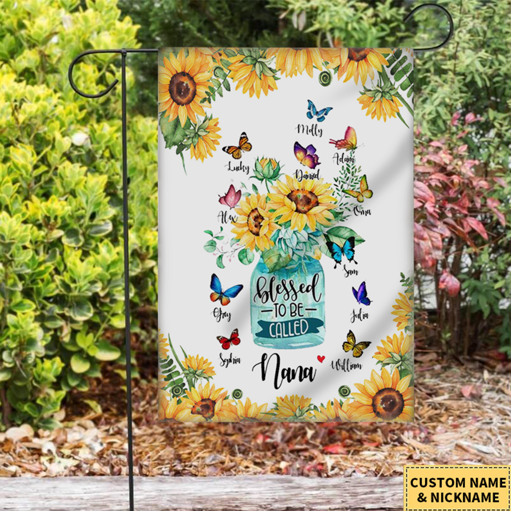 Personalized Blessed To Be Called Nana Flower Flag