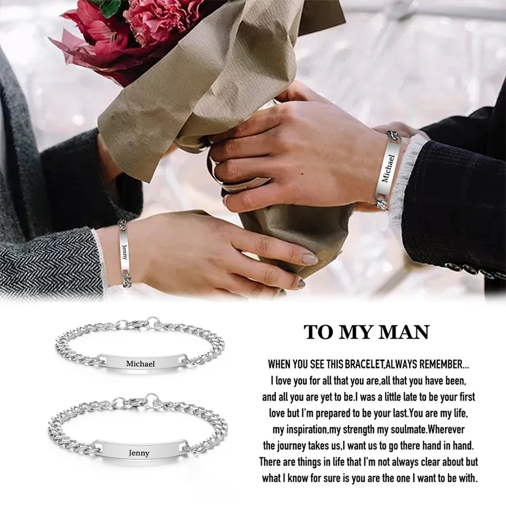 To My Man - Personalized Fashion Bracelets For Couples