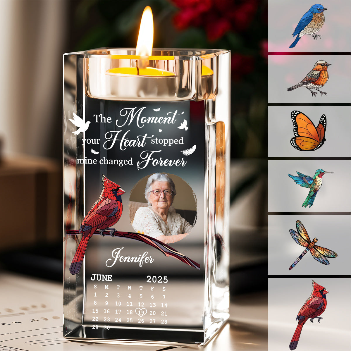 The Moment Your Heart Stopped - Personalized Crystal Candle Holder