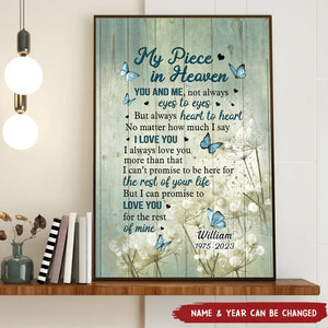 Personalized Memorial Portrait Canvas - You & Me Not Always Eyes To Eyes But Always Heart To Heart