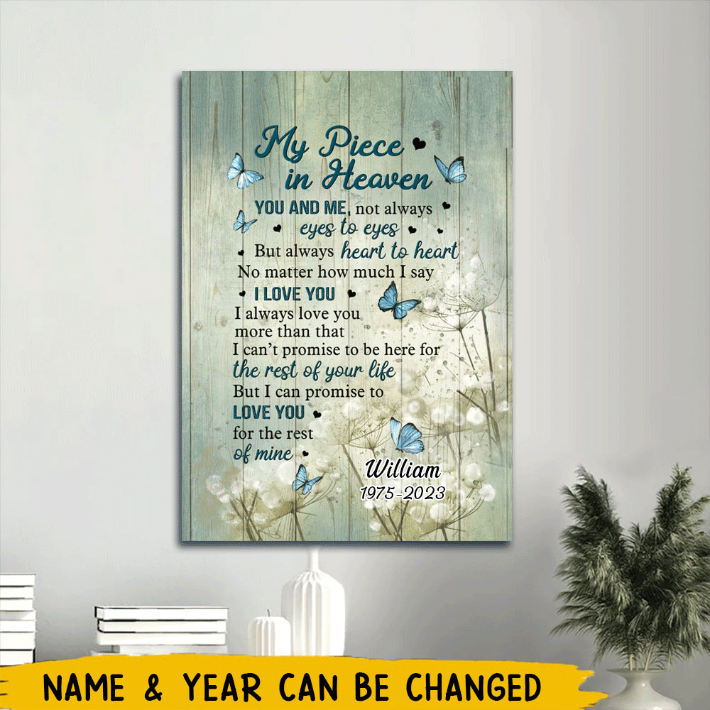 Personalized Memorial Portrait Canvas - You & Me Not Always Eyes To Eyes But Always Heart To Heart