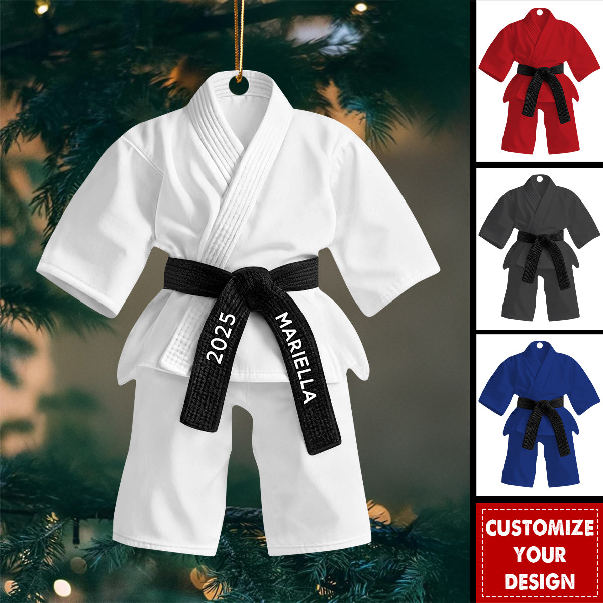 Personalized Karate Uniform Ornament, Karate Judo Taekwondo Ornament