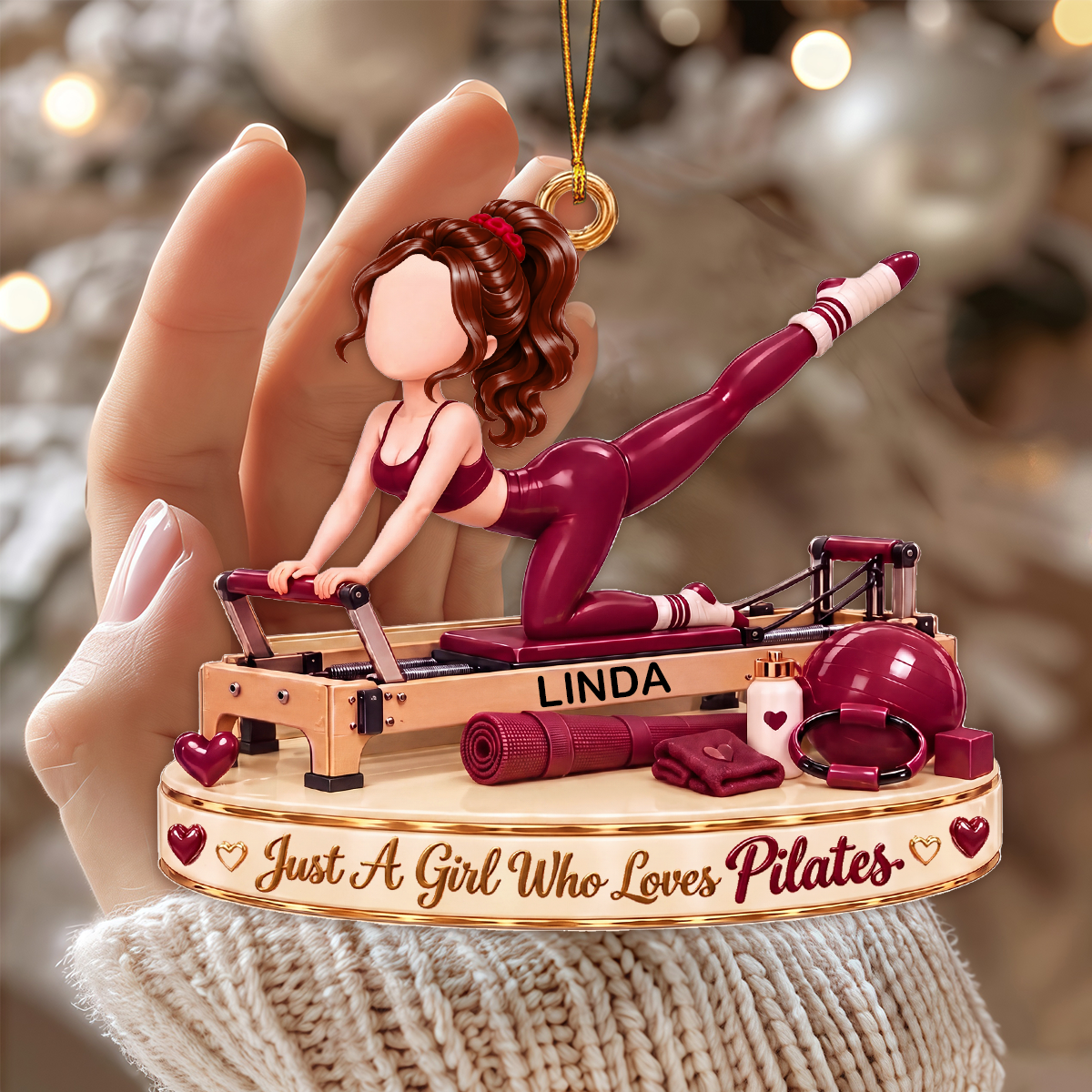 Personalized Pilates Girl Christmas Ornament-Custom Name Gift