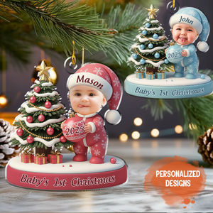Personalized Baby’s First Christmas Ornament 2025, Custom Newborn Boy Girl Ornament