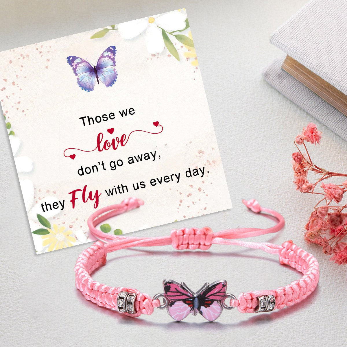 Those We Love Don’t Go Away They Fly With Us Every Day Butterfly Memorial Bracelet