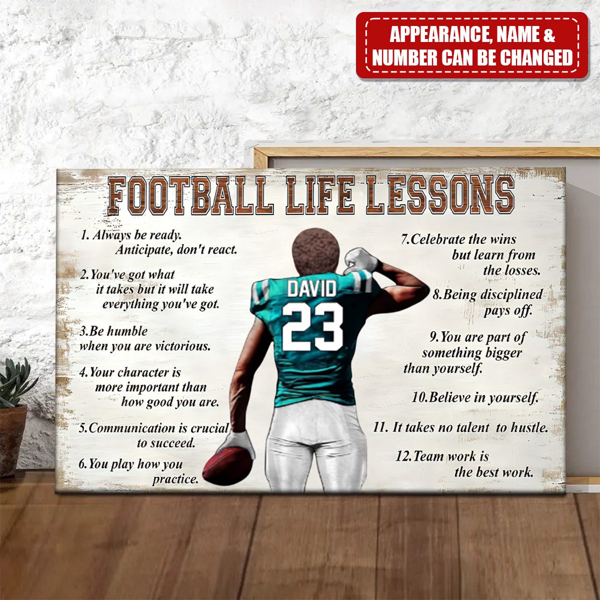 Football Life Lessons - Customized Football Poster with Personalized Name