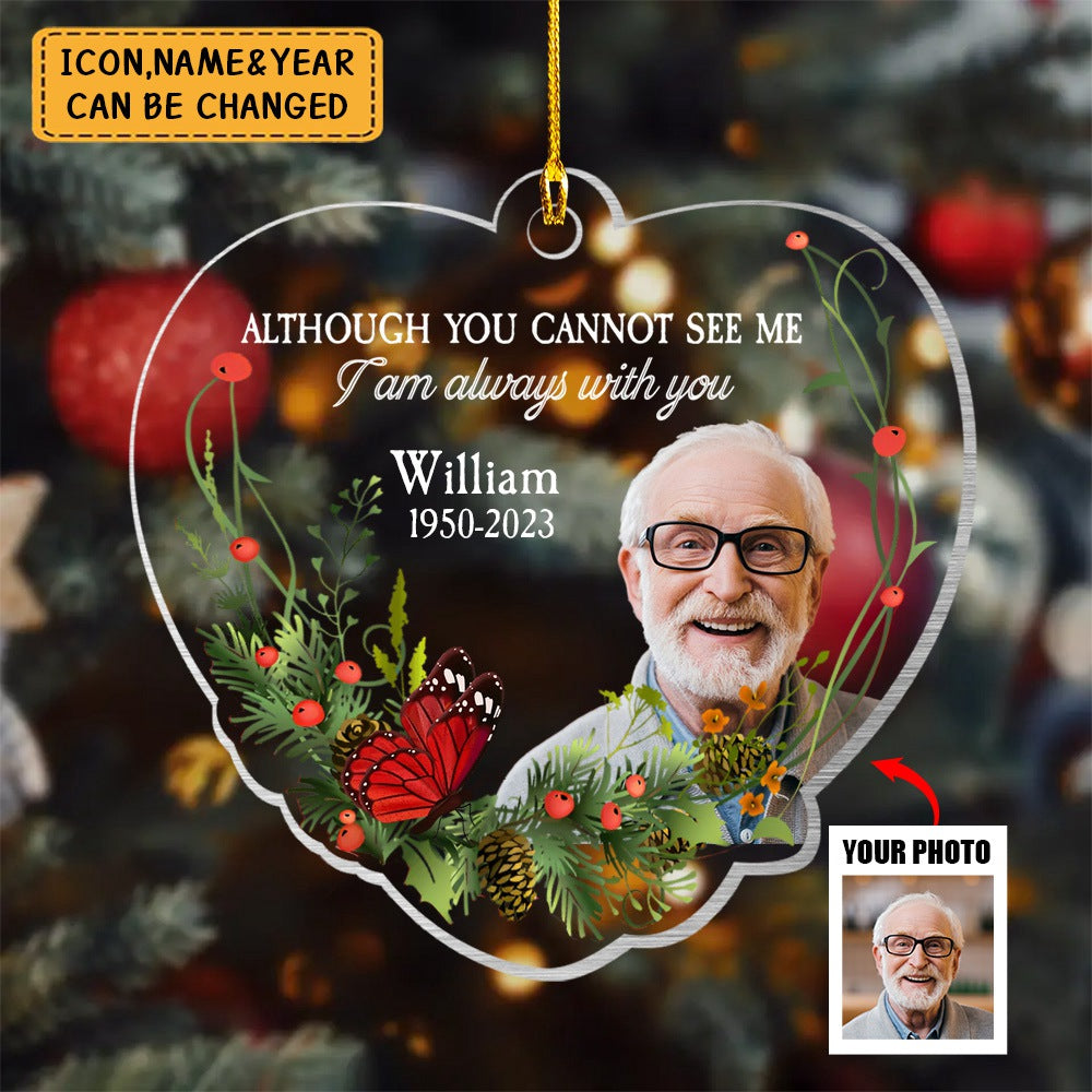 Memorial Upload Photo Cardinal, I am always with you Personalized Ornament