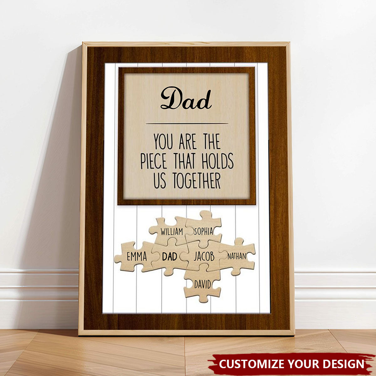 Dad/Mom You Are the Piece that Holds Us Together Puzzle Sign - Personalized Canvas Wall Art