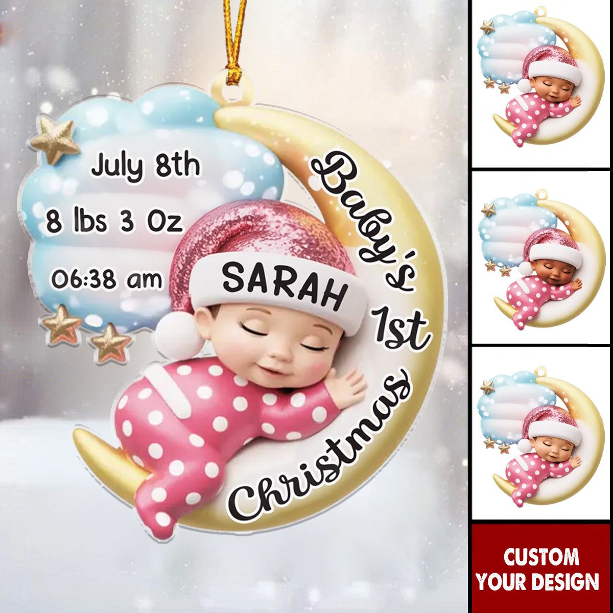 Cherishing Your Very First Christmas - Personalized Christmas Baby Shower Acrylic Ornament