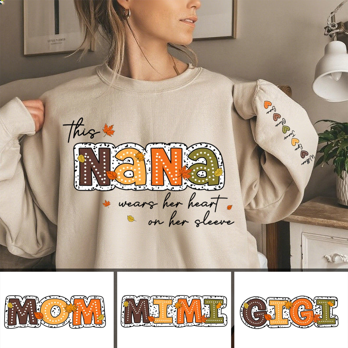 This Grandma Wears Her Heart on Her Sleeve - Custom Printed Sweatshirt