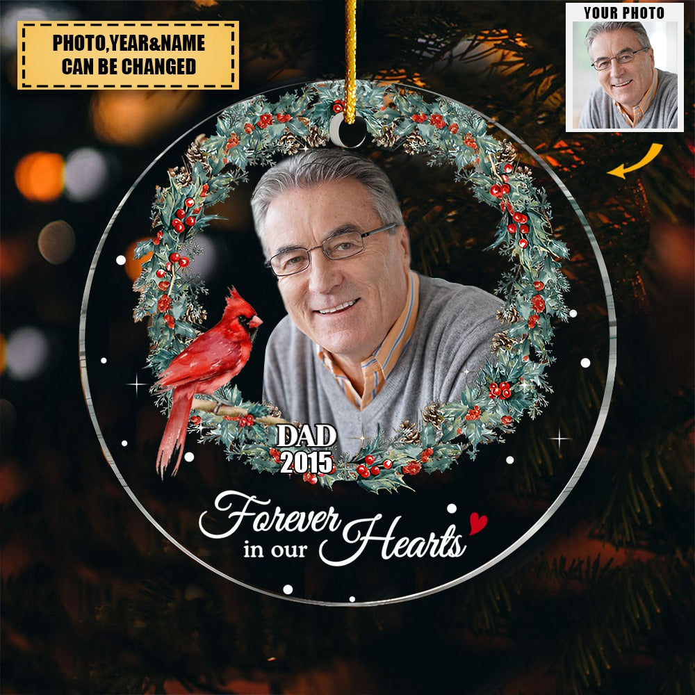 Personalized Forever In Our Hearts Photo Circle Ornament