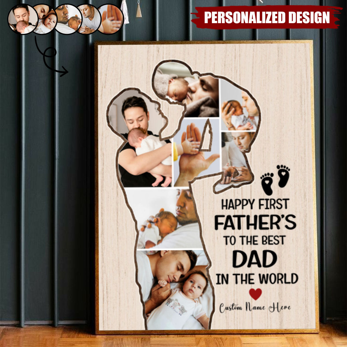 Happy First Father’s Day - Personalized Picture Print Canvas