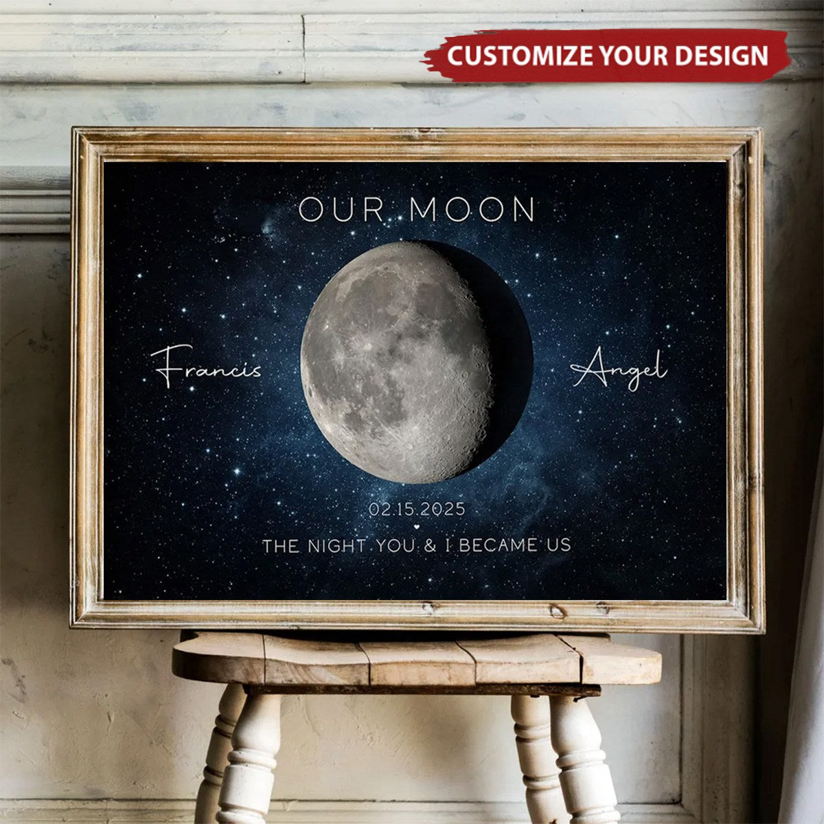 Our Moon Couple Gift Moon Phase Art Anniversary for Couple Personalized Poster