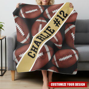 Personalized Football Blanket With Name & Number, Gift For Him