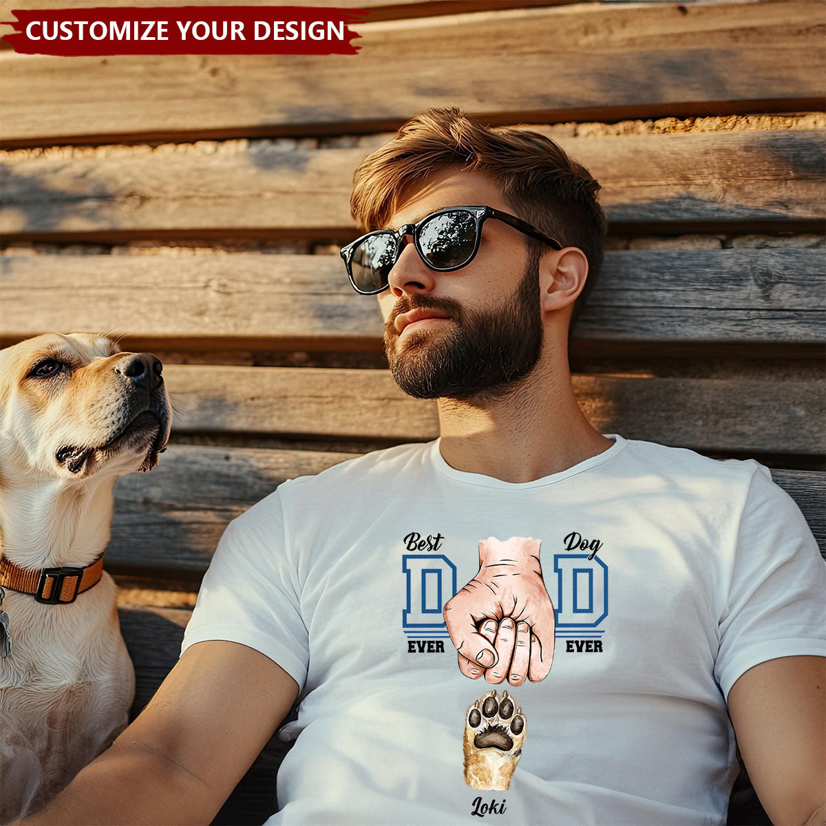 Funny Dad Dog Ever Bundle, Personalized Dog Dad with Pet Name T-Shirt
