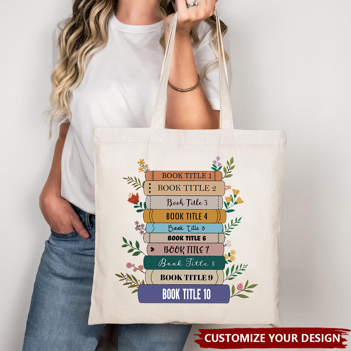 Personalized Custom Book Tote Bag, Aesthetic Bag, Casual Canvas Tote