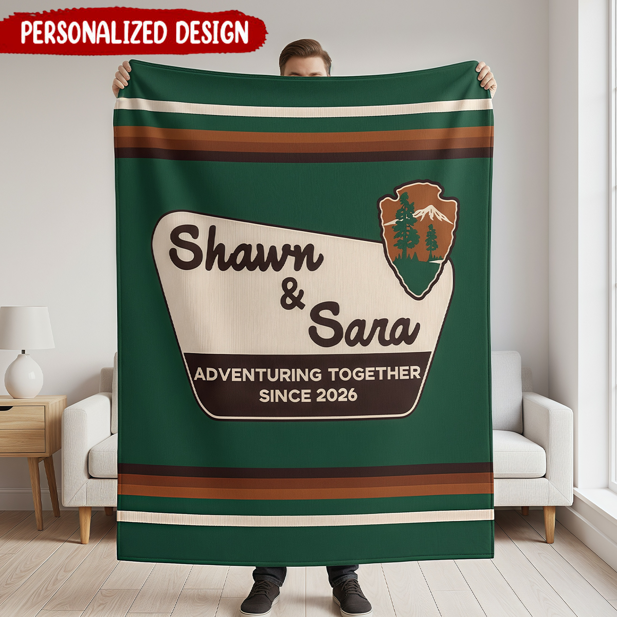 Personalized National Parks Anniversary Blanket For Couples, Fmaily