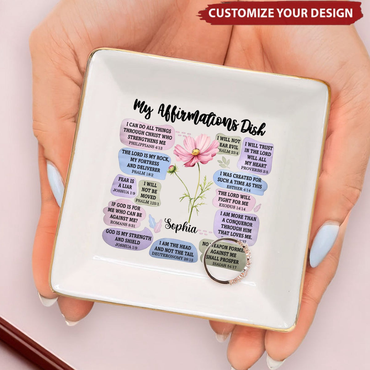 Personalized Gift For Woman Christian Affirmation Jewelry Dish