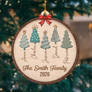 Personalized Family Christmas Tree Wooden Ornament-Custom Names Gift
