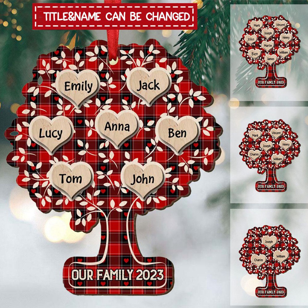 Our Family Tree 2023 Sweet Heart Family Members Personalized Ornament