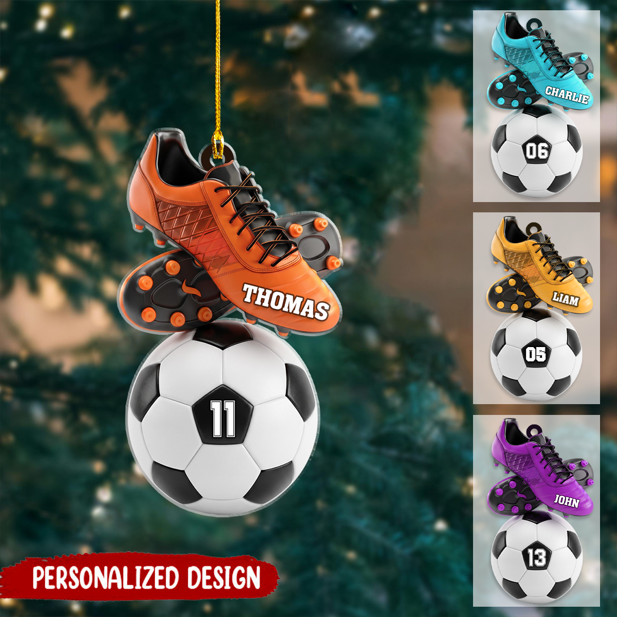 Personalized Soccer Ball Christmas Ornament, Football Player Gift
