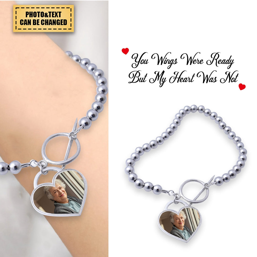 Custom Photo I'll Carry You Personalized Heart silver bracelet