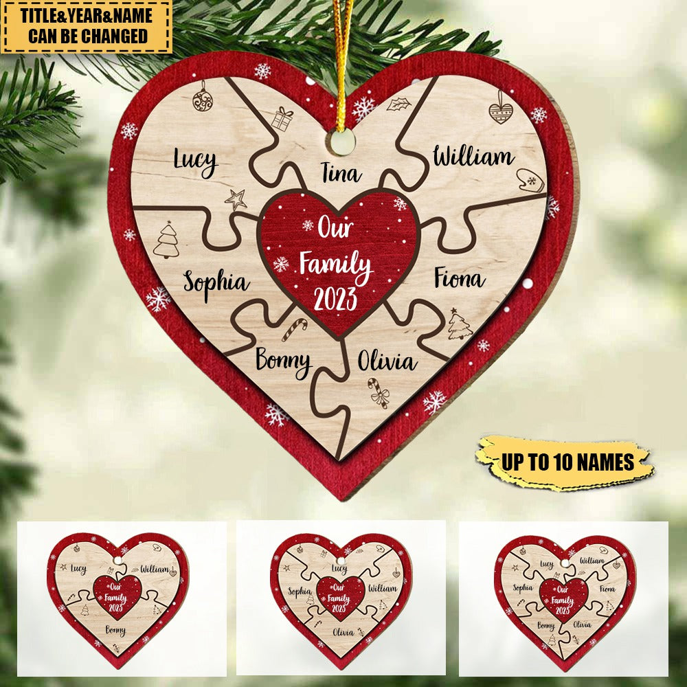 Our Family Puzzle Piece Heart-Personalized Ornament