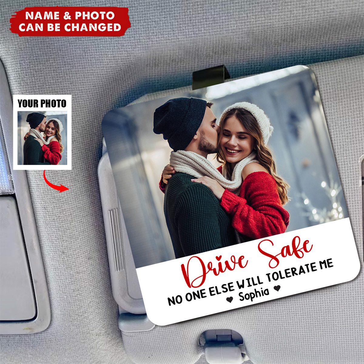 No One Else Will Tolerate Me-Personalized Custom Photo Gifts For Couple Car Visor Clip
