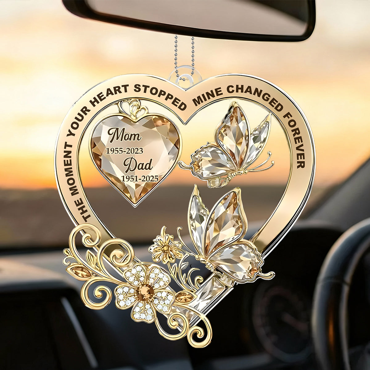 Personalized Memorial Sympathy Gift, Butterfly Acrylic Car Ornament