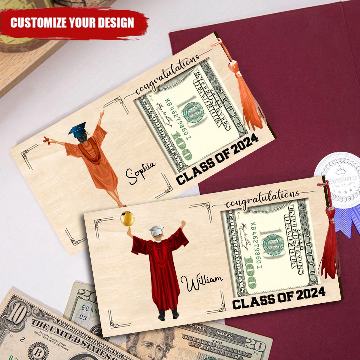Personalized Graduation Money Holder, Class Of 2024 Graduation Gift